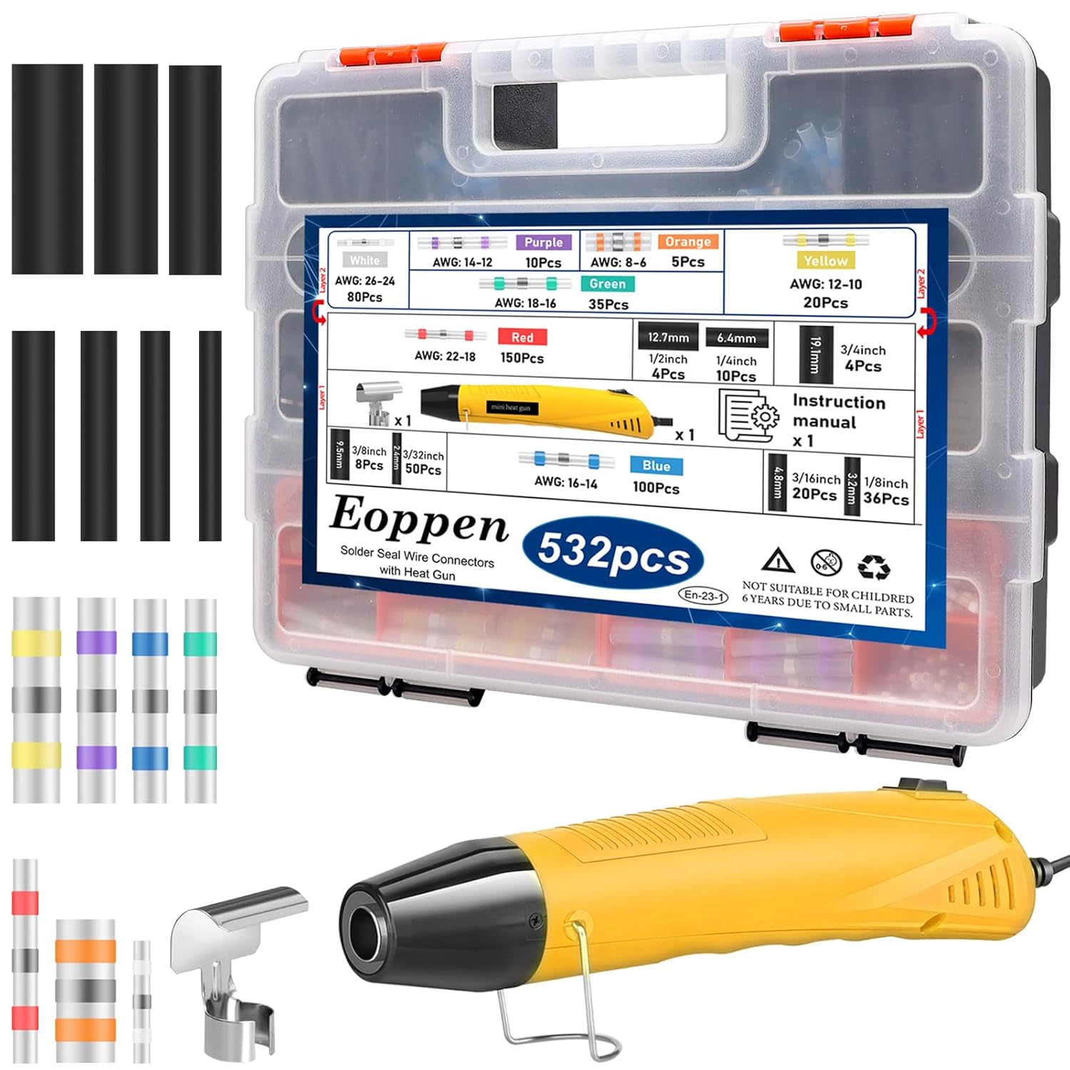 532Pcs Solder Seal Wire Connectors & Heat Shrink Tubing Kit