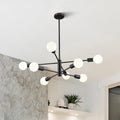 VONLUCE 8-Light Sputnik Chandelier Black - Height Adjustable Modern