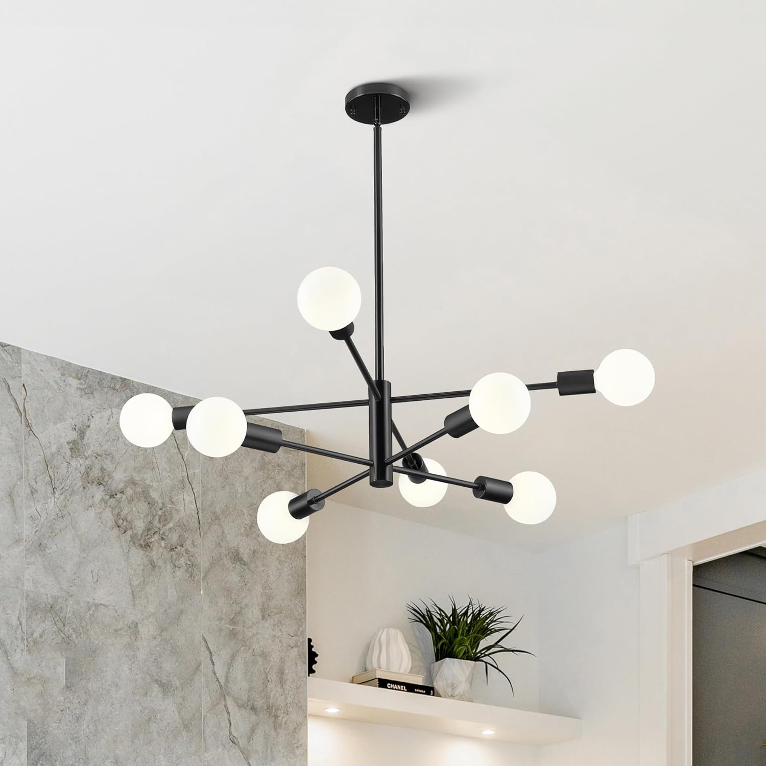 Modern 8-Light Sputnik Chandelier for Dining Room and Kitchen