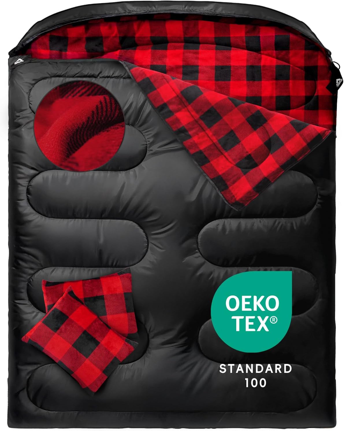 MEREZA Flannel Double Sleeping Bag for Adults in Cold Weather