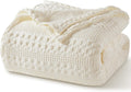 Cotton Waffle Weave Blanket King Size Ivory - Soft All-Season Comfort