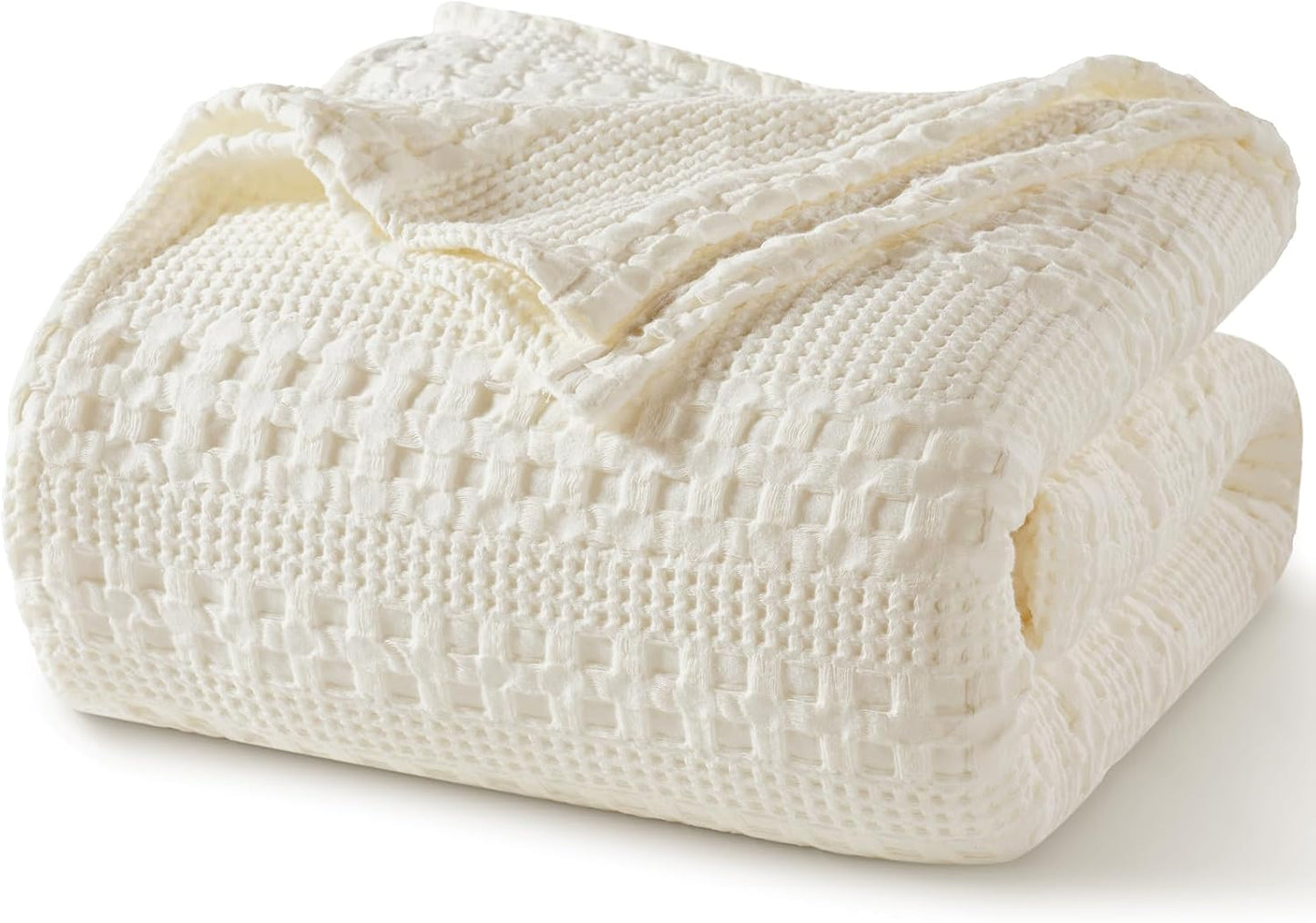 PHF 100% Cotton Waffle Weave Blanket King Size for All-Season Comfort