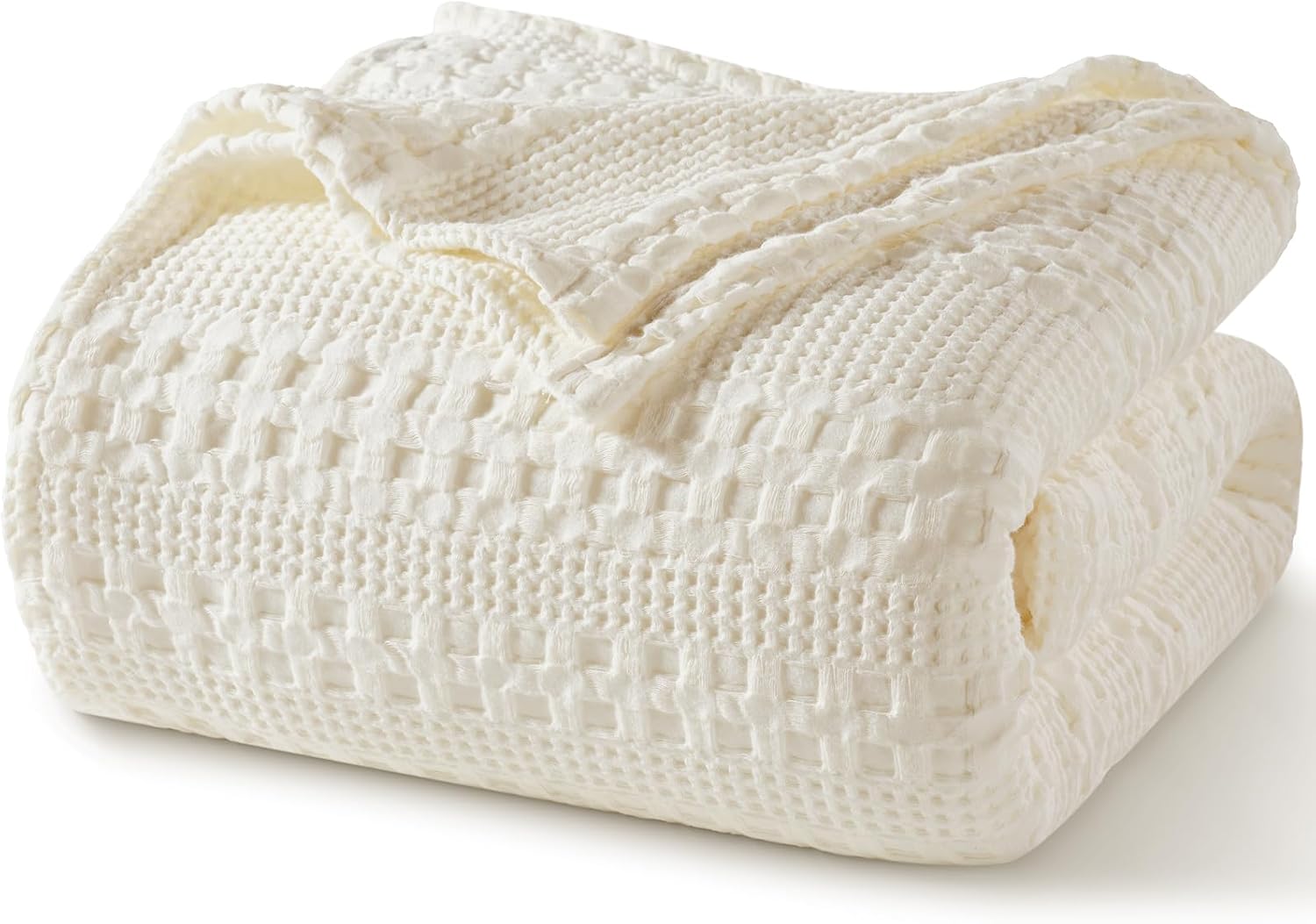 PHF 100% Cotton Waffle Weave Blanket King Size for All-Season Comfort