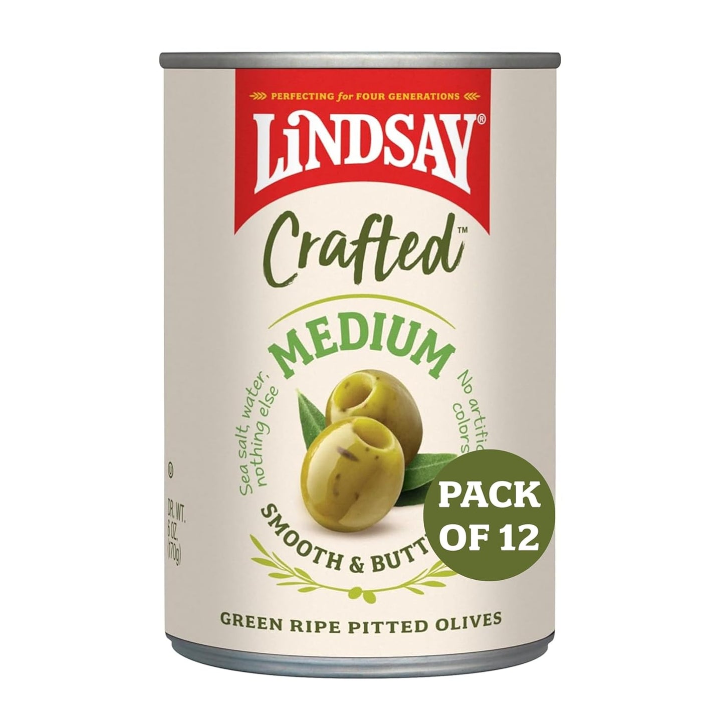 Lindsay Crafted Medium Green Ripe Pitted Olives for Salads