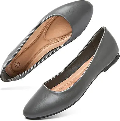Comfortable PU Leather Ballet Flats for Women - Stylish Slip On Shoes