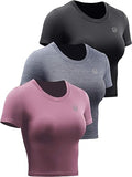 Neleus Womens Running Crop Tank Tops Pack of 3 - Lightweight Dry Fit
