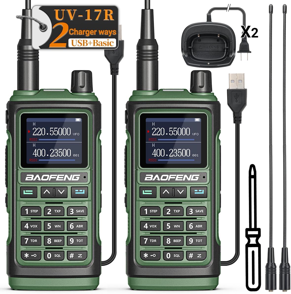 BAOFENG UV-17R Long Range Two Way Radio with 999 Channels