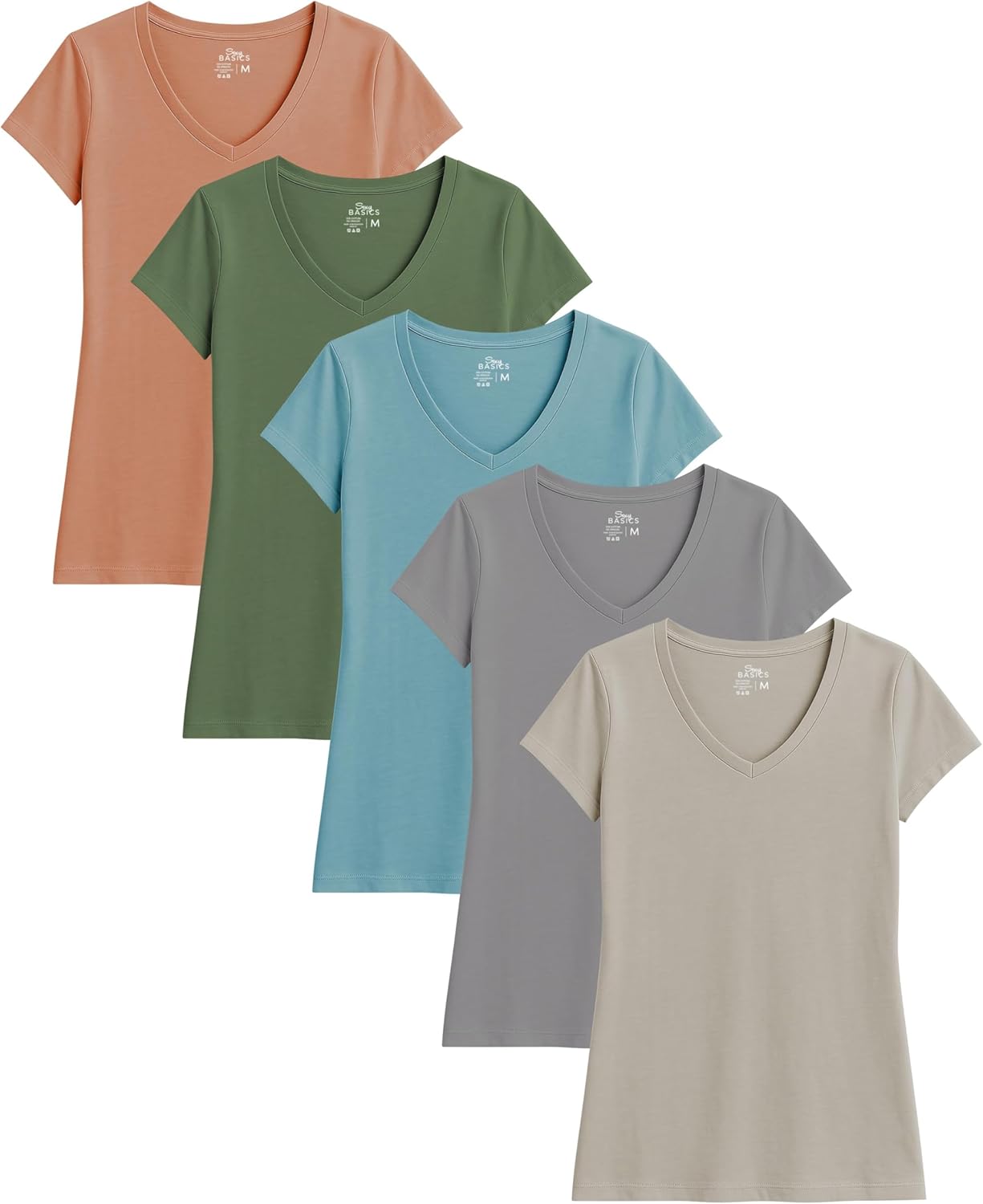 Sexy Basics Womens' Cotton Stretch V Neck T Shirts for All Occasions