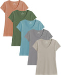 Sexy Basics Womens Cotton Stretch V Neck T Shirts - Soft Everyday