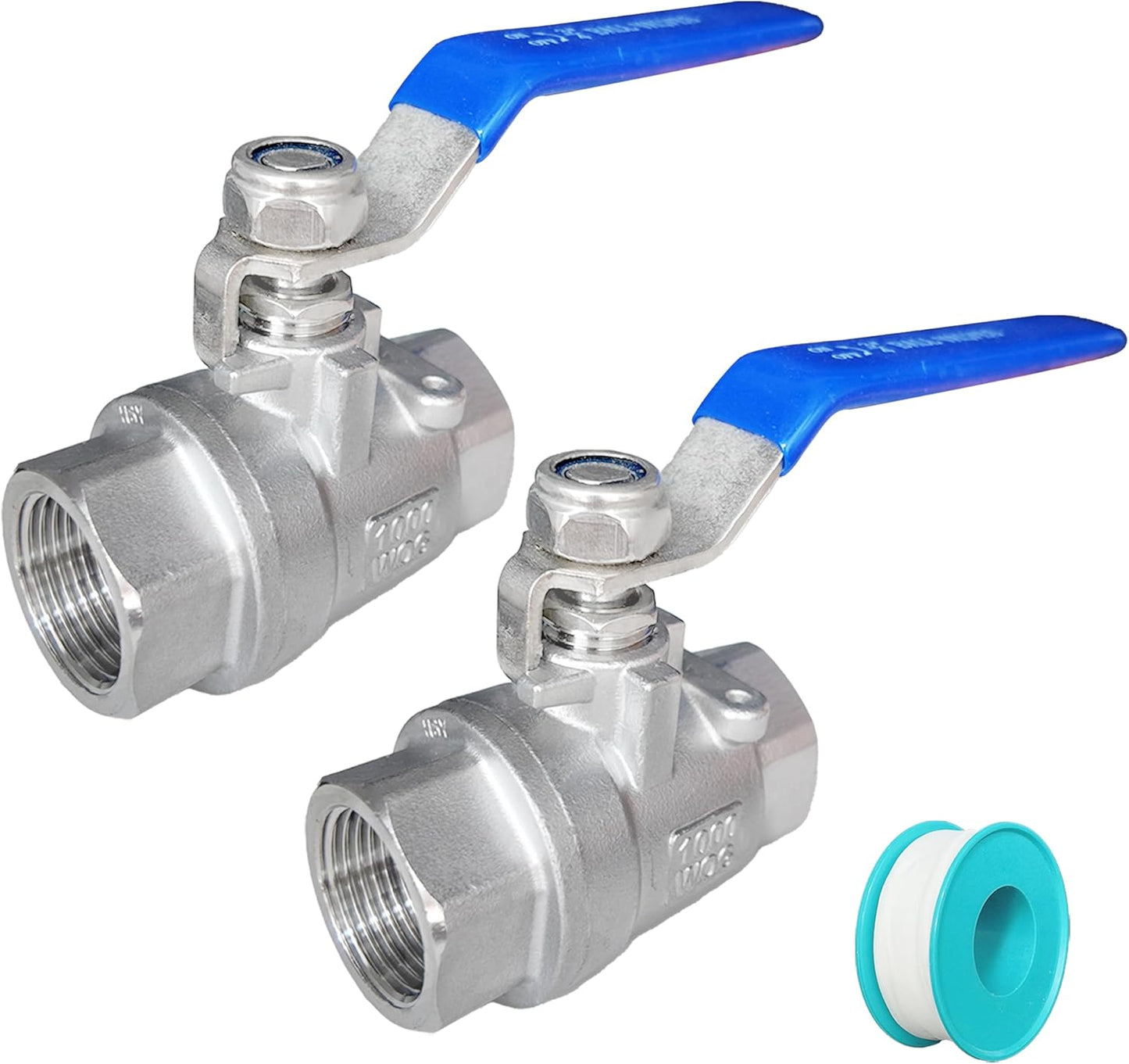 2 Pack Full Port Ball Valve 1 NPT 304 Stainless Steel Heavy Duty