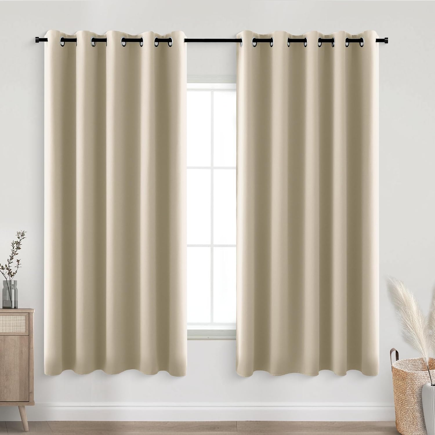 KOUFALL Biscotti Beige Grommet Insulated Thermal Blackout Curtains