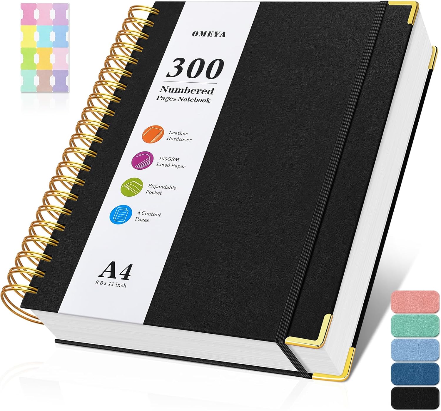 OMEYA 300-Page College Ruled Leather Journal - Premium A4 Notebook