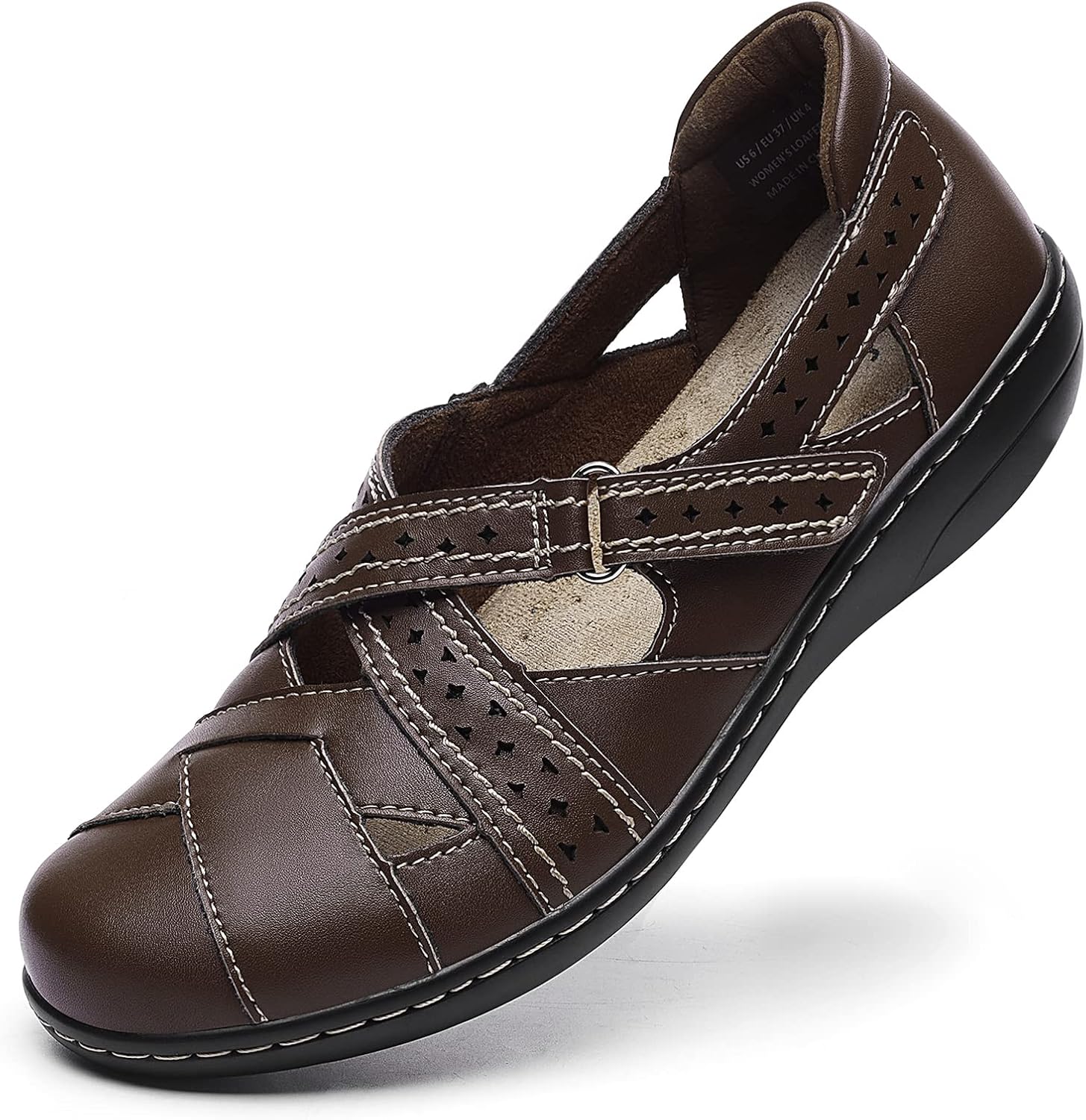 Irrefour Women's Classic Genuine Leather Casual Loafer Sandal
