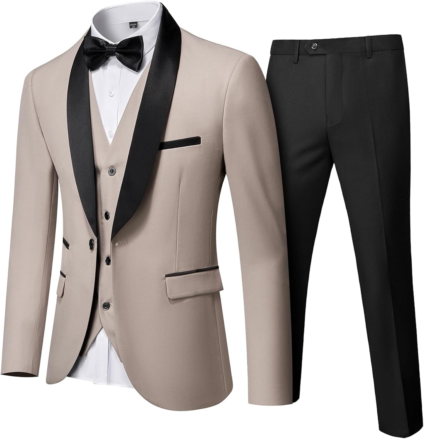 YND Men's 3 Piece Tuxedo Set for Weddings and Formal Events