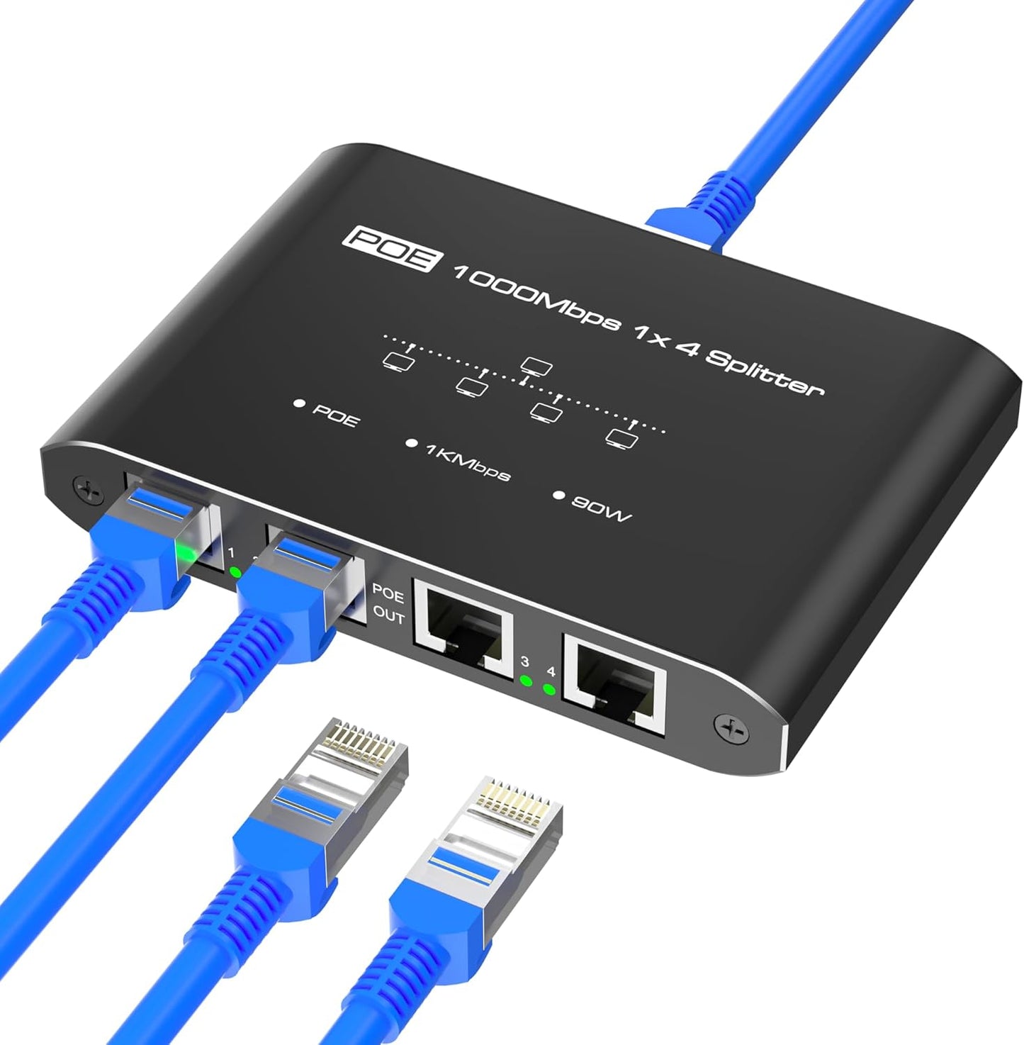 4 Port Gigabit PoE Splitter for IP Cameras and VoIP Phones