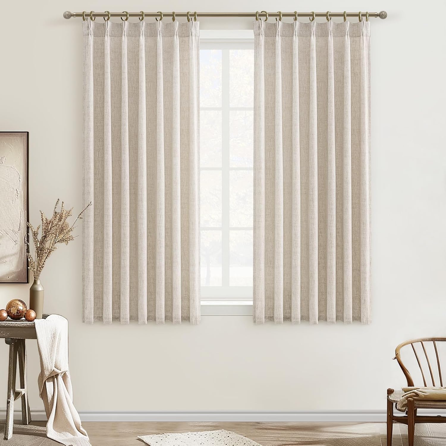 Natural Linen Mini Sheer Curtains for Small Kitchen Windows