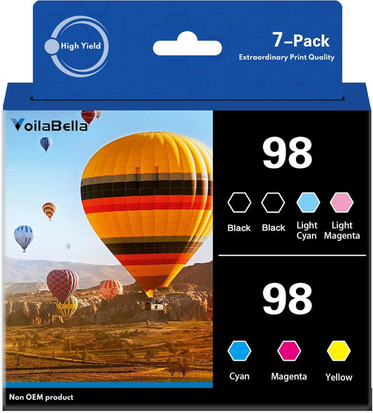 VoilaBella Remanufactured 98 Ink Cartridge Set for Epson Artisan Printers