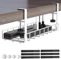 Under Desk Cable Management Tray White - No Drill Clamp Mount