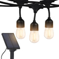 Solar Outdoor String Lights 27 ft with 12 Edison LED Bulbs - Warm