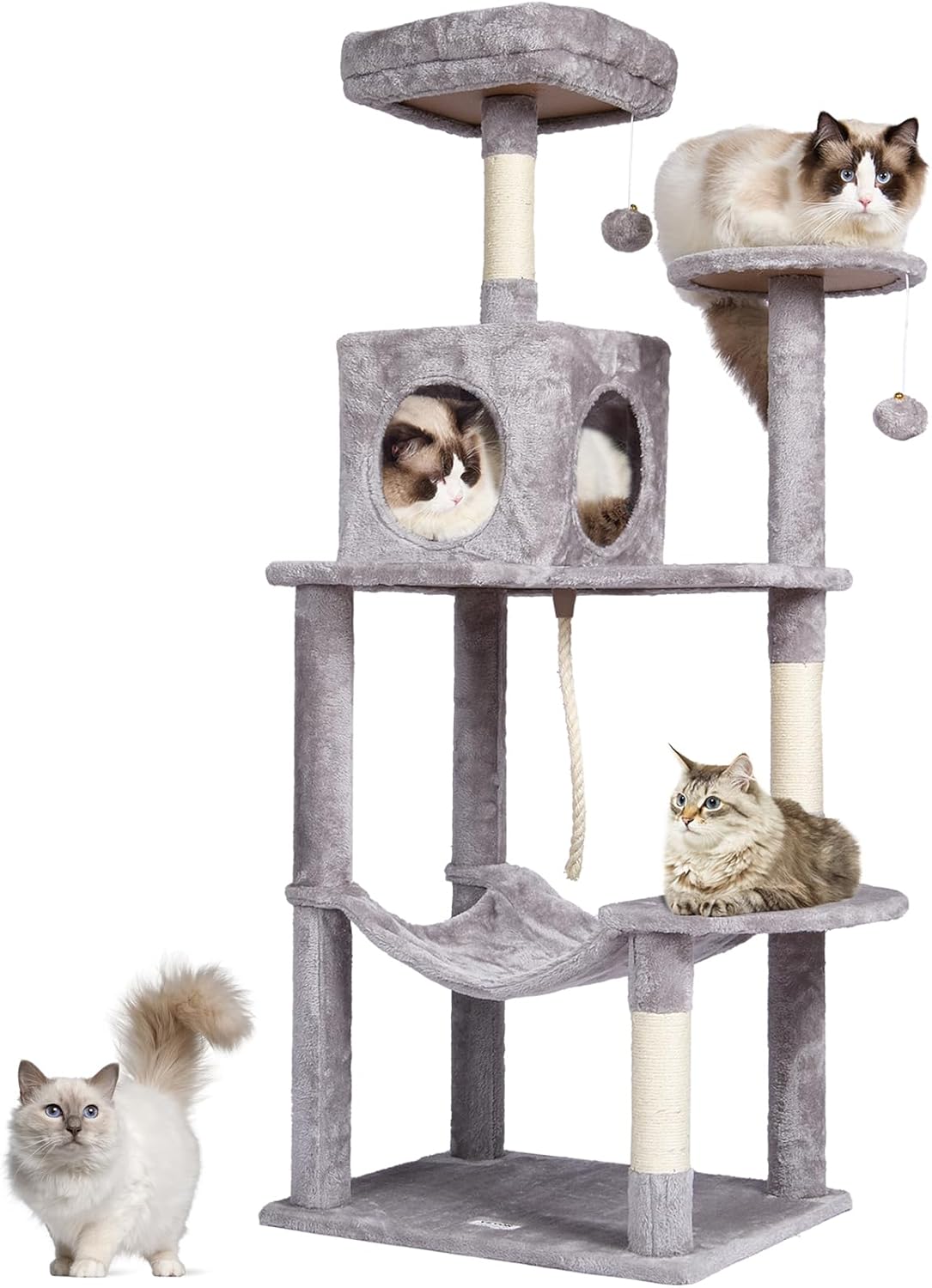 VEVOR Cat Tree for Indoor Cats - 56.2in Cat Tower with Condo