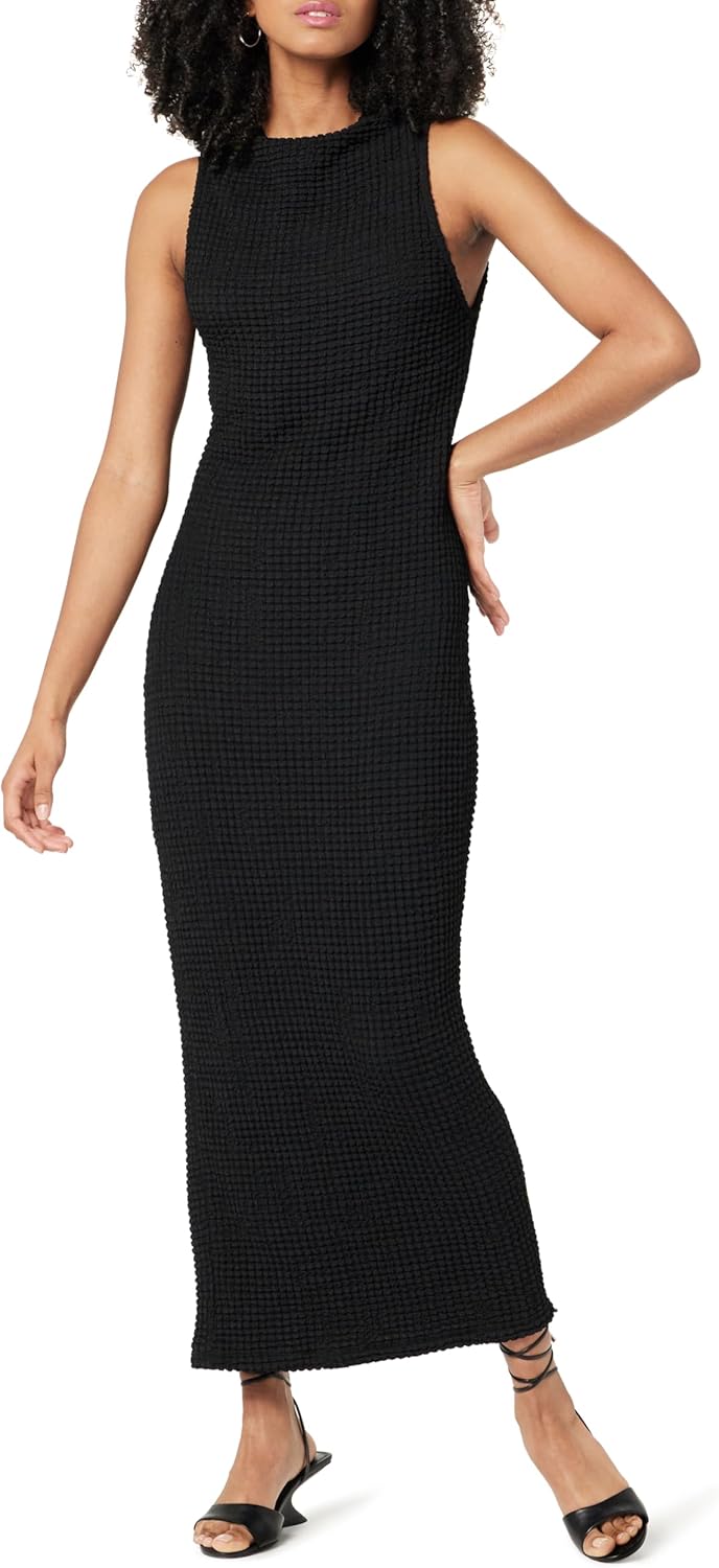 Lena High Neck Textured Midi Dress for Women - Perfect for Events