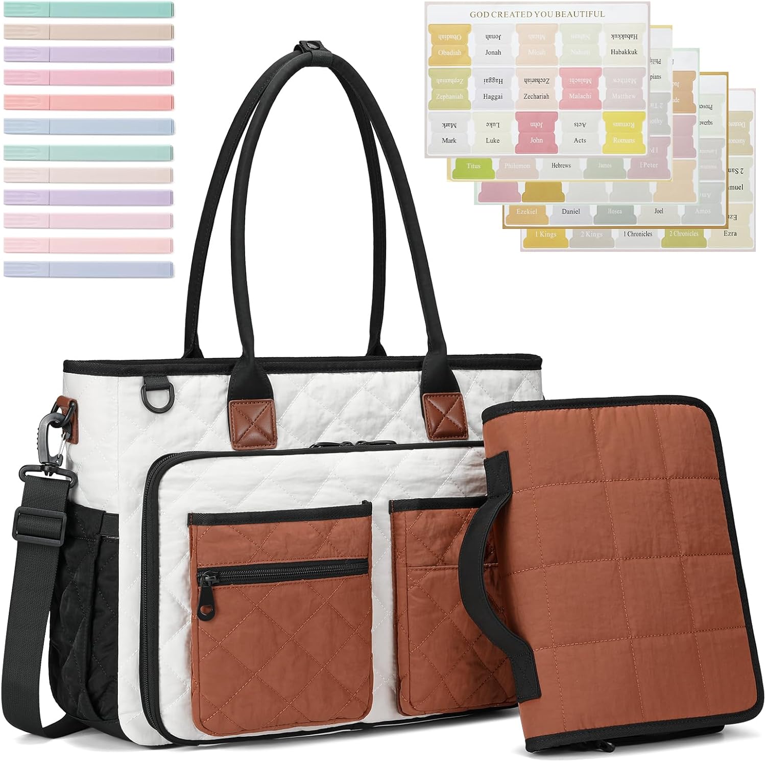 Large Bible Cover Case for Women - Stylish Quilted Tote Bag