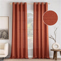 Terracotta Linen Curtains 96 in 2 Panels Set - Burnt Orange Privacy