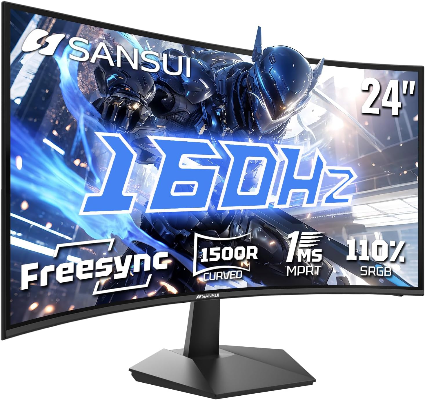 SANSUI 24 Inch Curved Gaming Monitor with 160Hz Refresh Rate