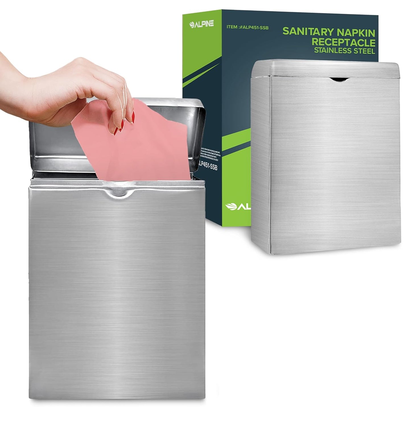 Alpine Sanitary Napkin Receptacle for Clean Odor-Free Restrooms