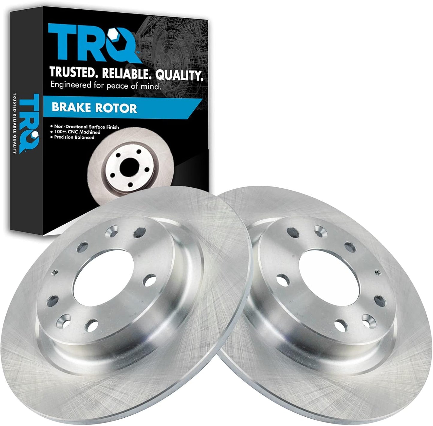 TRQ Rear Brake Rotors Set Solid for 2016-2018 Mazda CX-3