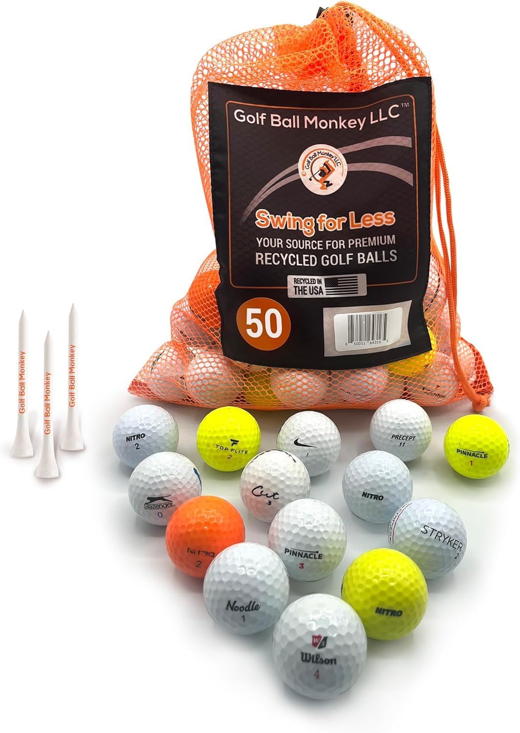 Value Line Colored Recycled Golf Balls with Tees