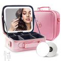 Travel Makeup Bag with Lighted Mirror - Compact Waterproof Case