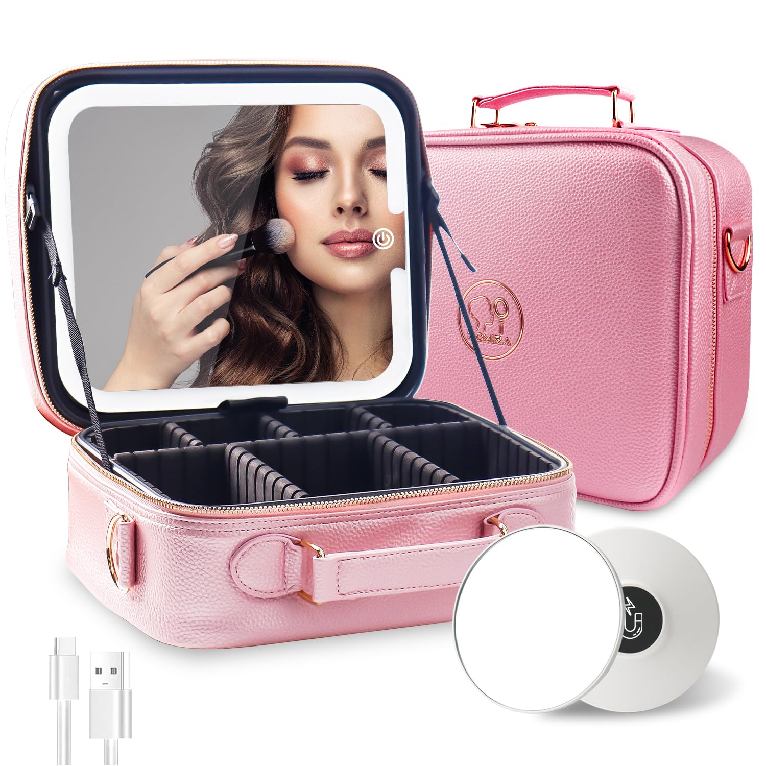 MOMIRA Travel Makeup Bag with Lighted Mirror for Women