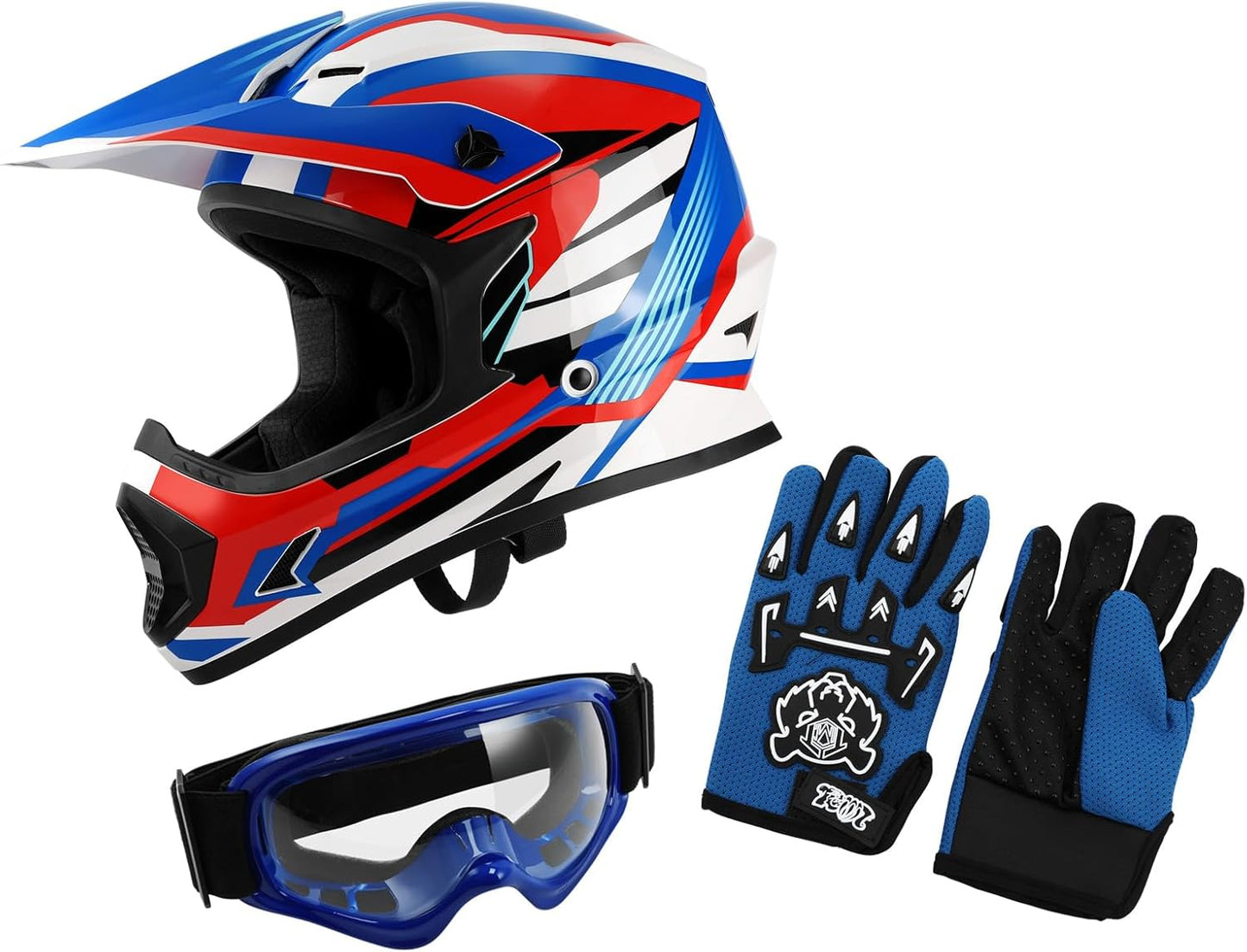 XFMT DOT Youth Kids Motocross Full Face Helmet with Goggles