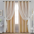 Anytime Home Curtains Blackout and Sheer Layered Panel Pair - Beige