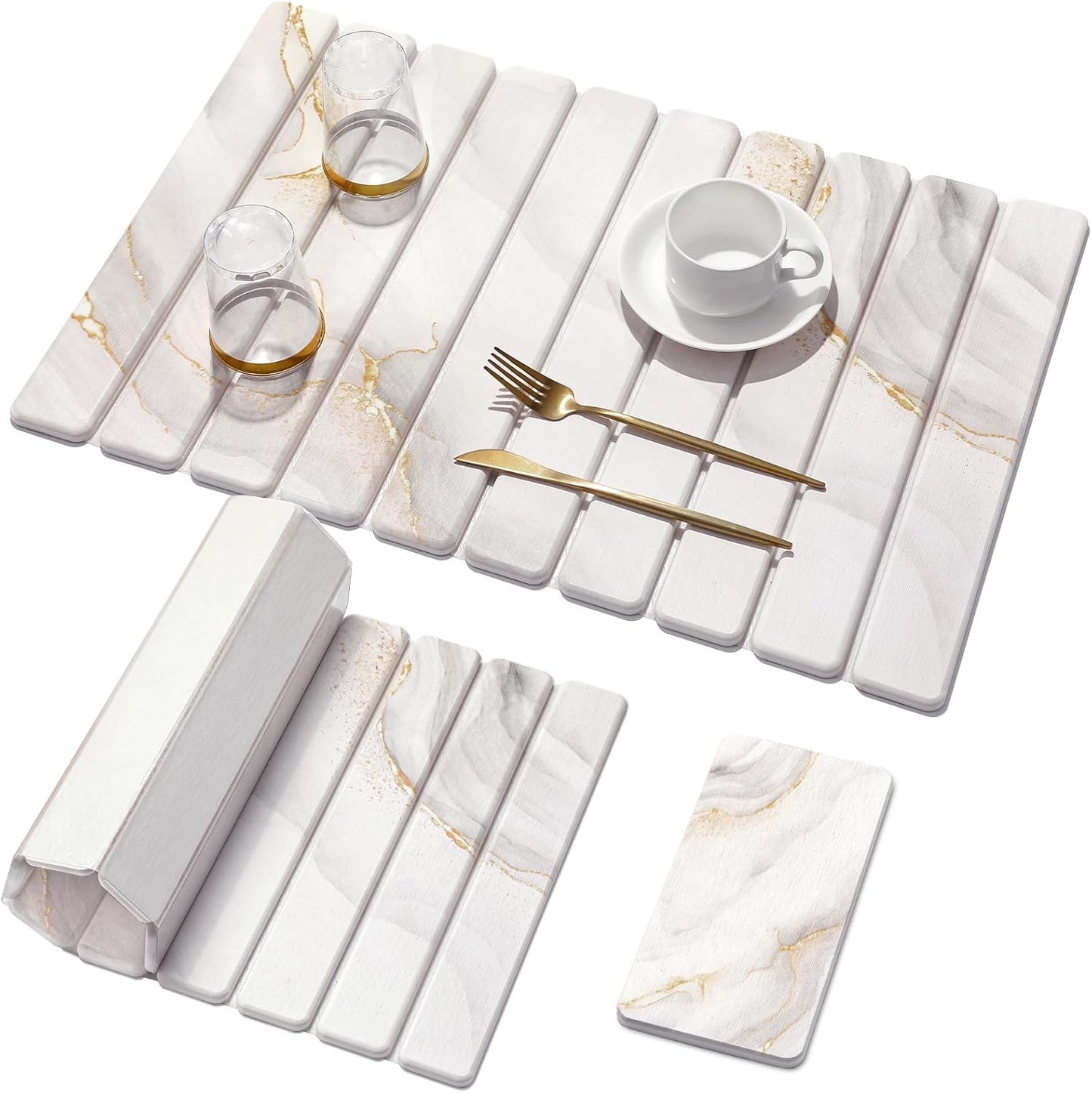 Large Stone Dish Drying Mat Set for Kitchen Counter Use