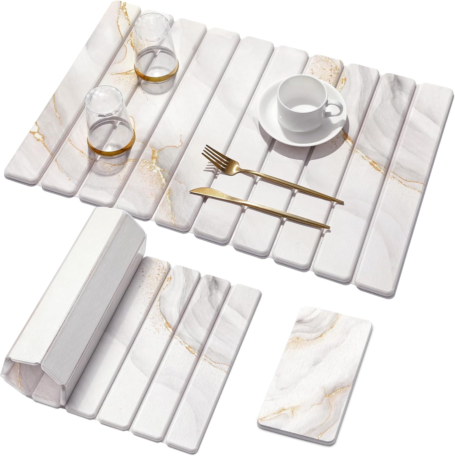 Large Stone Dish Drying Mat Set for Kitchen Counter Use
