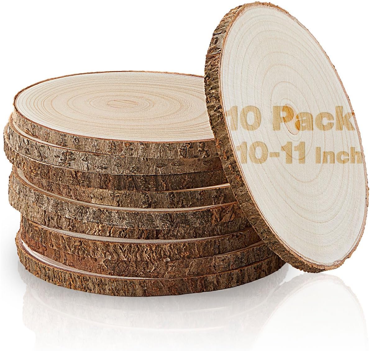 Set of 10 Large Wood Slices for Rustic Centerpieces and Decor