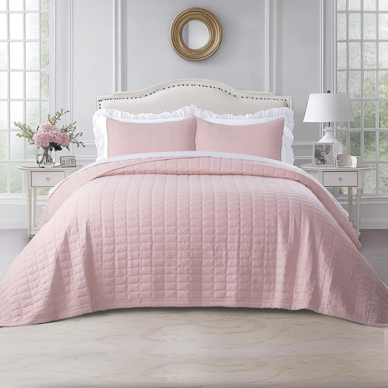 KASENTEX Queen Quilt Set: Soft Washed Lightweight Bedspread