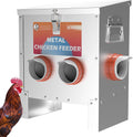 Automatic Chicken Feeder No Waste 25 Pounds 4 Ports Metal Poultry