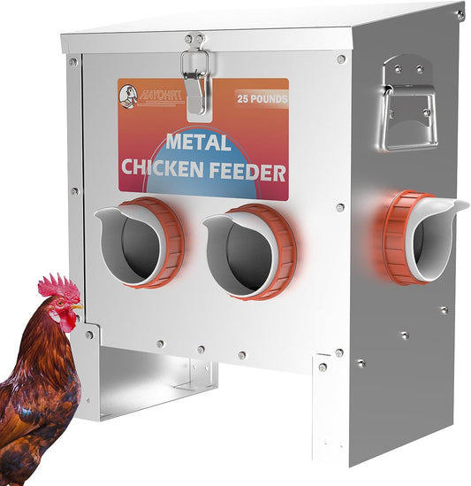 Automatic Chicken Feeder No Waste 25 Pounds for Poultry Coop