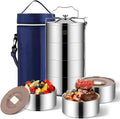 GOLDEN KEY 80oz Stainless Steel Stackable Lunch Box - 4-Tier Bento