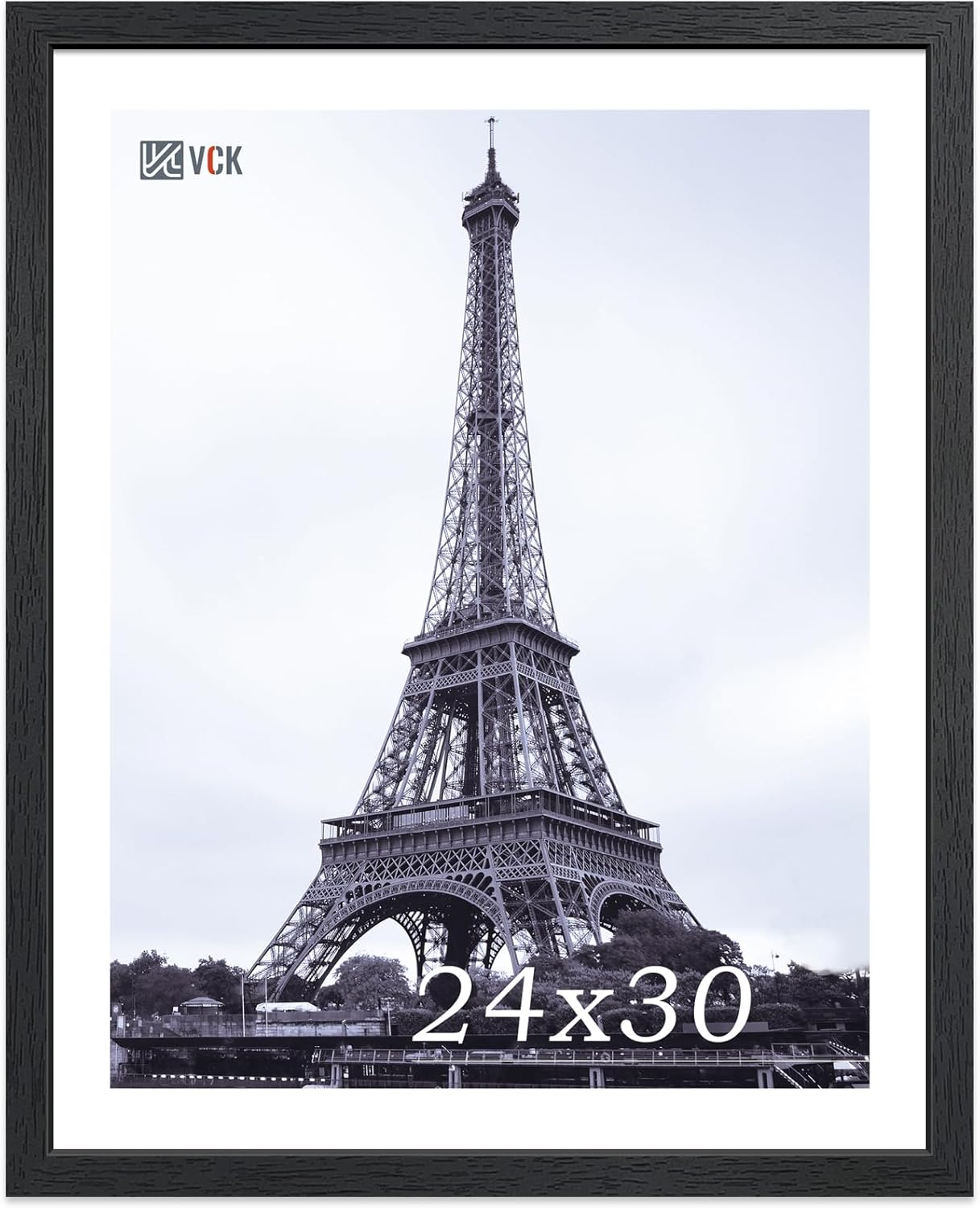 VCK 24x30 Poster Frame - Elegant Black Woodgrain Design