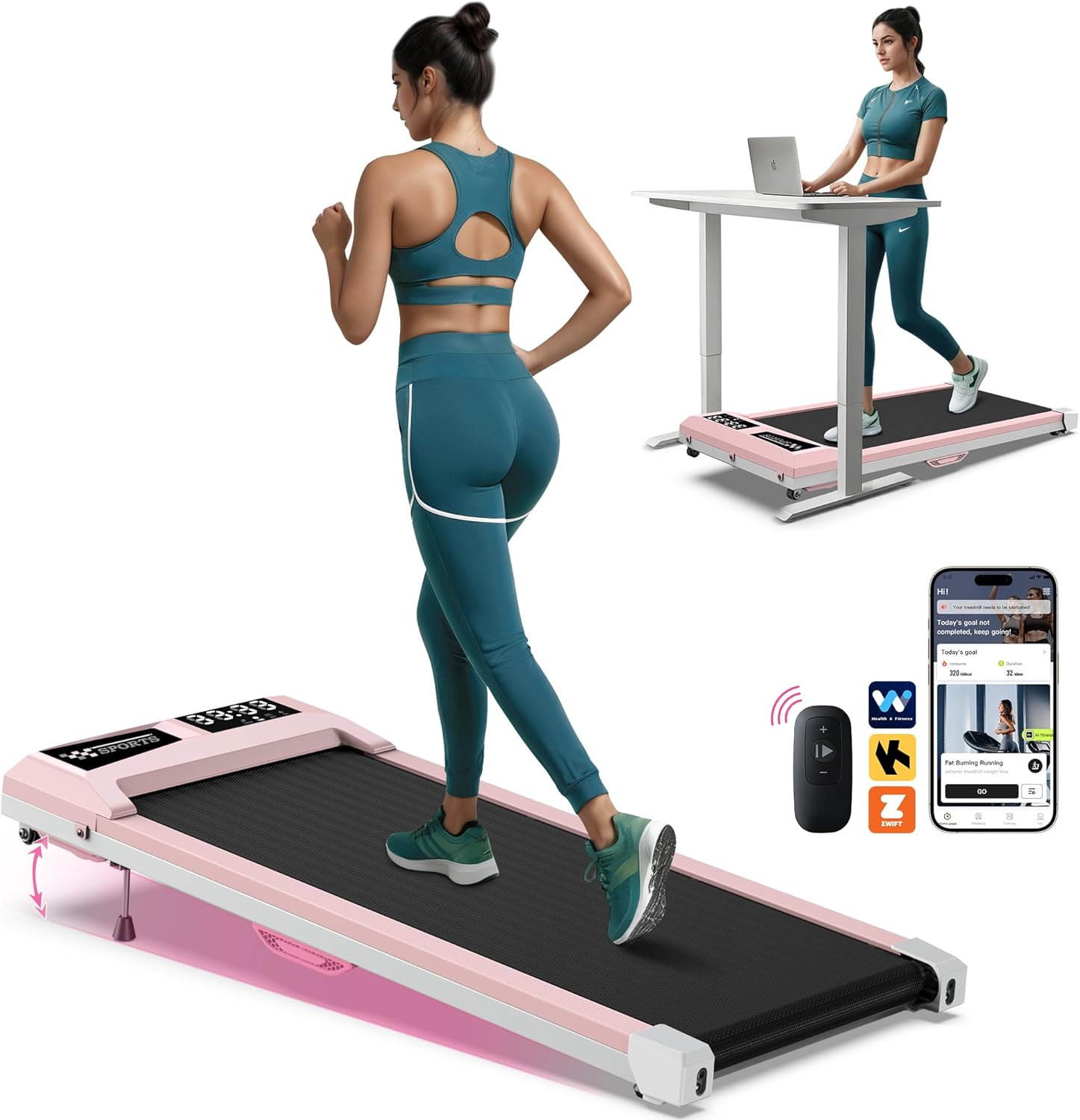 10% Incline Walking Pad Treadmill for Home Office Use