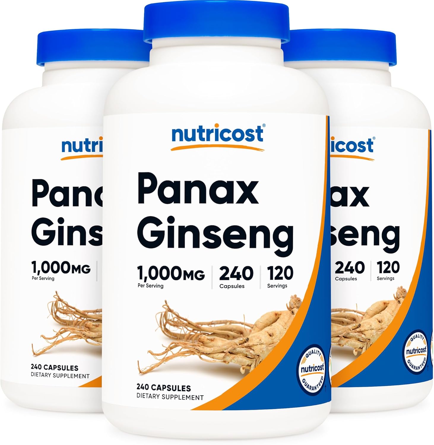 Nutricost Panax Ginseng 1000mg - 240 Capsules, 3 Bottles