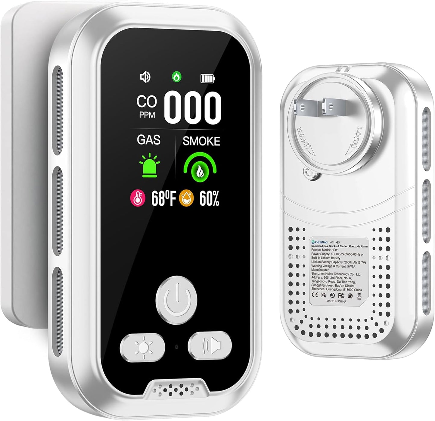 5IN1 Plug in Carbon Monoxide Detector for Home Safety