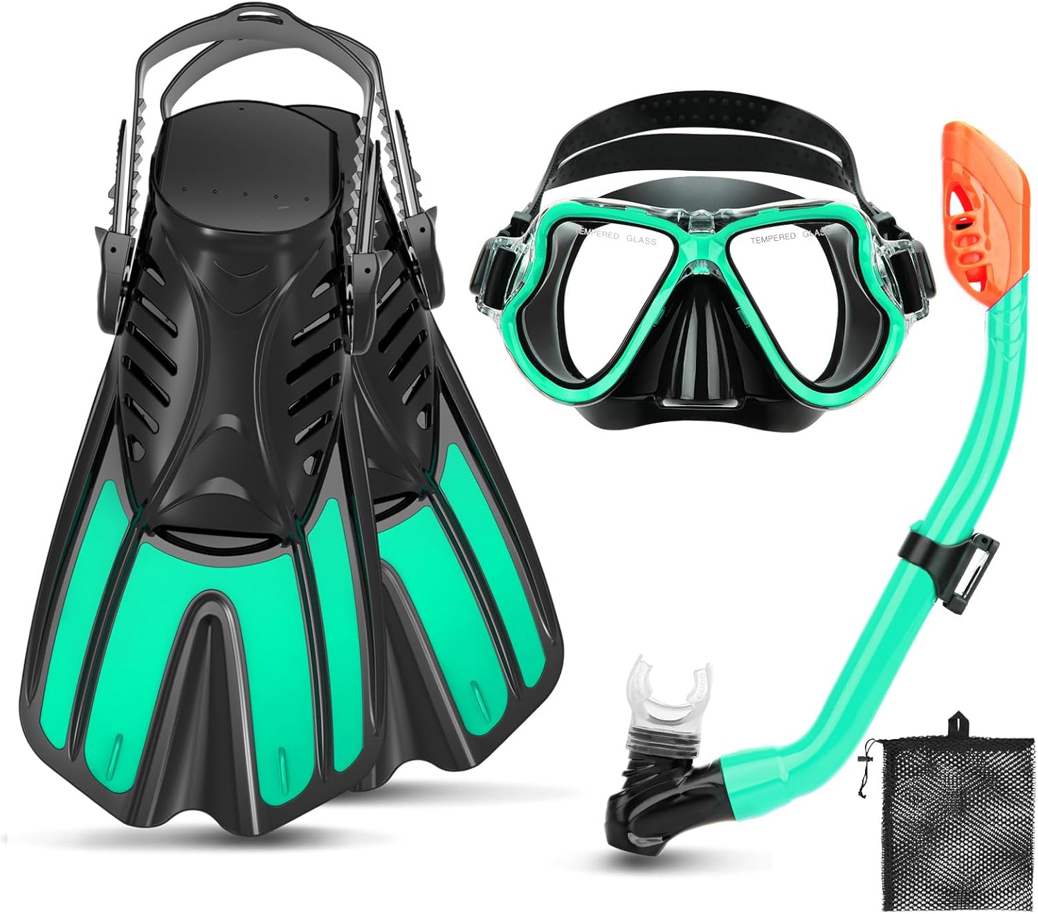 Snorkeling Gear for Kids Ages 3-14, 4 in 1 Set with Fins