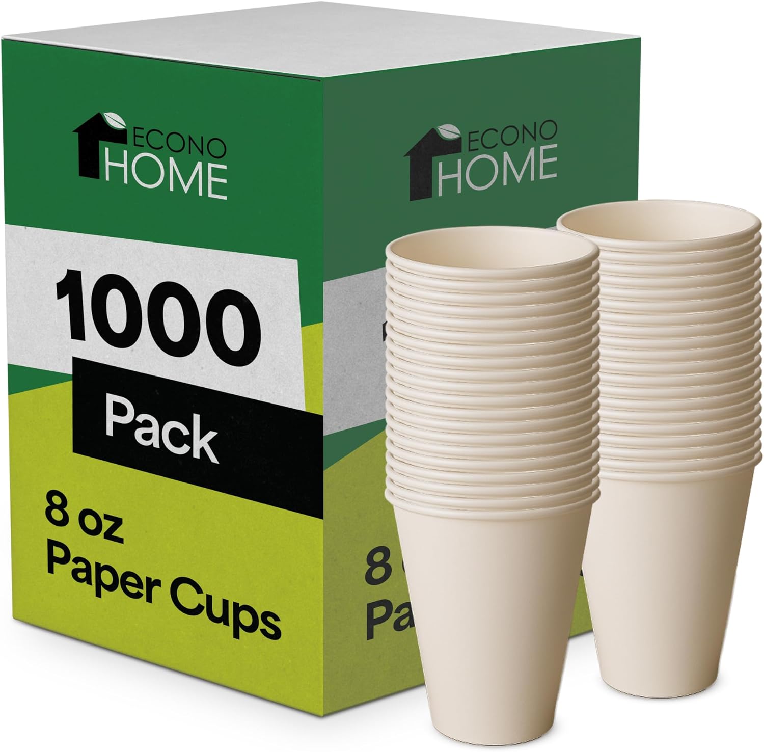 EconoHome 8 oz Disposable Coffee Paper Cups for Hot and Cold Drinks