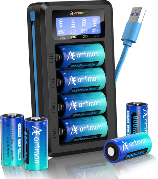 Artman CR123A Rechargeable Batteries for Arlo Cameras