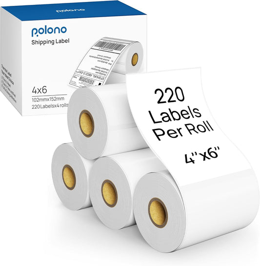 POLONO 4inx6in Direct Thermal Shipping Labels for Efficient Printing